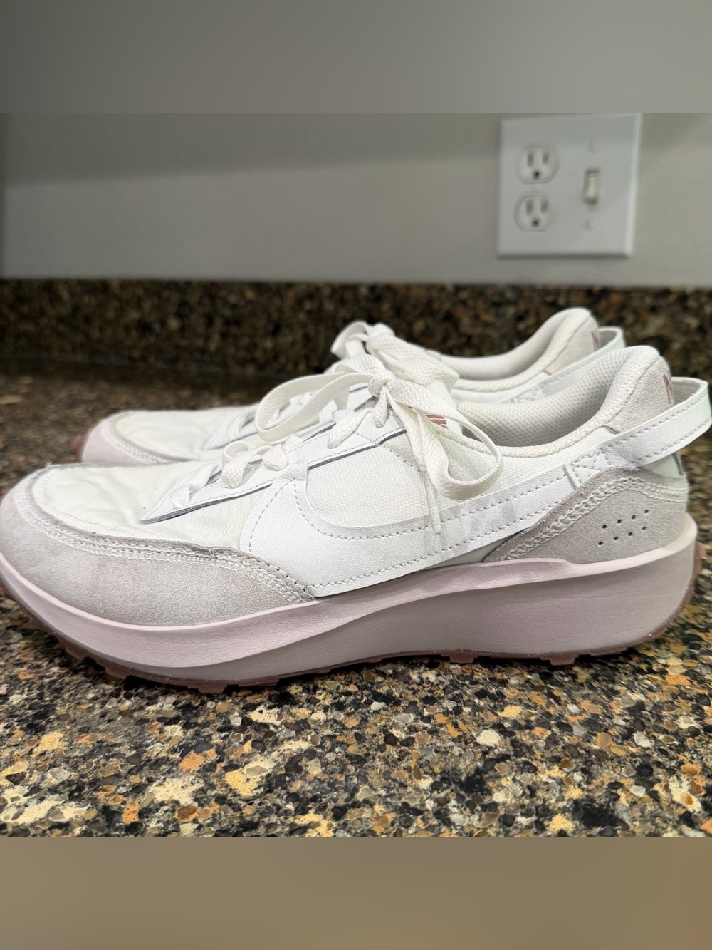 Women’s White Platform Athletic Sneakers. Waffle debut size 9